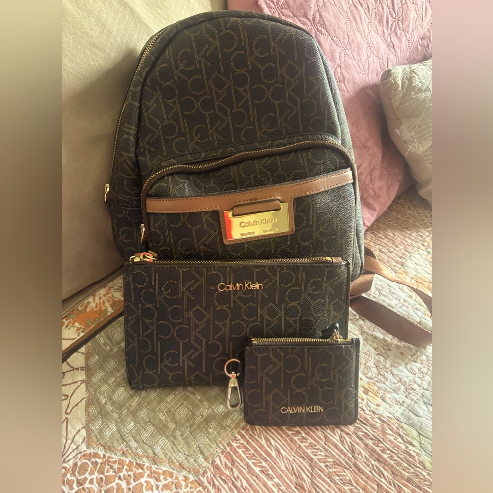 Nice Calvin Klein backpack with wallet purse and ID holder.